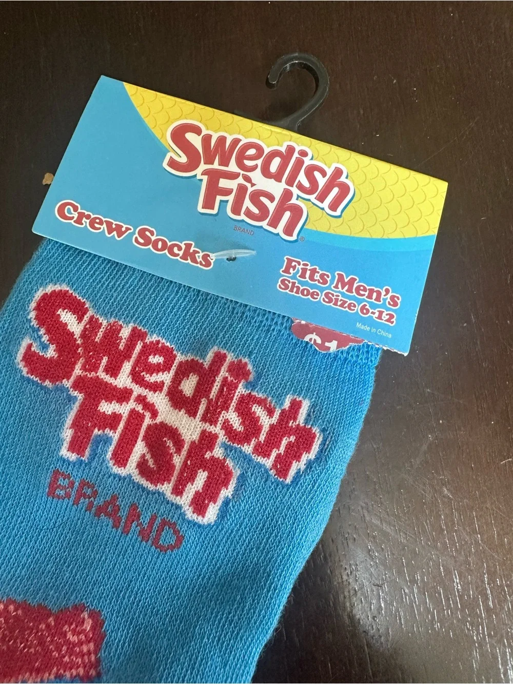 Swedish Fish Crew Socks - Blue with Red Fish